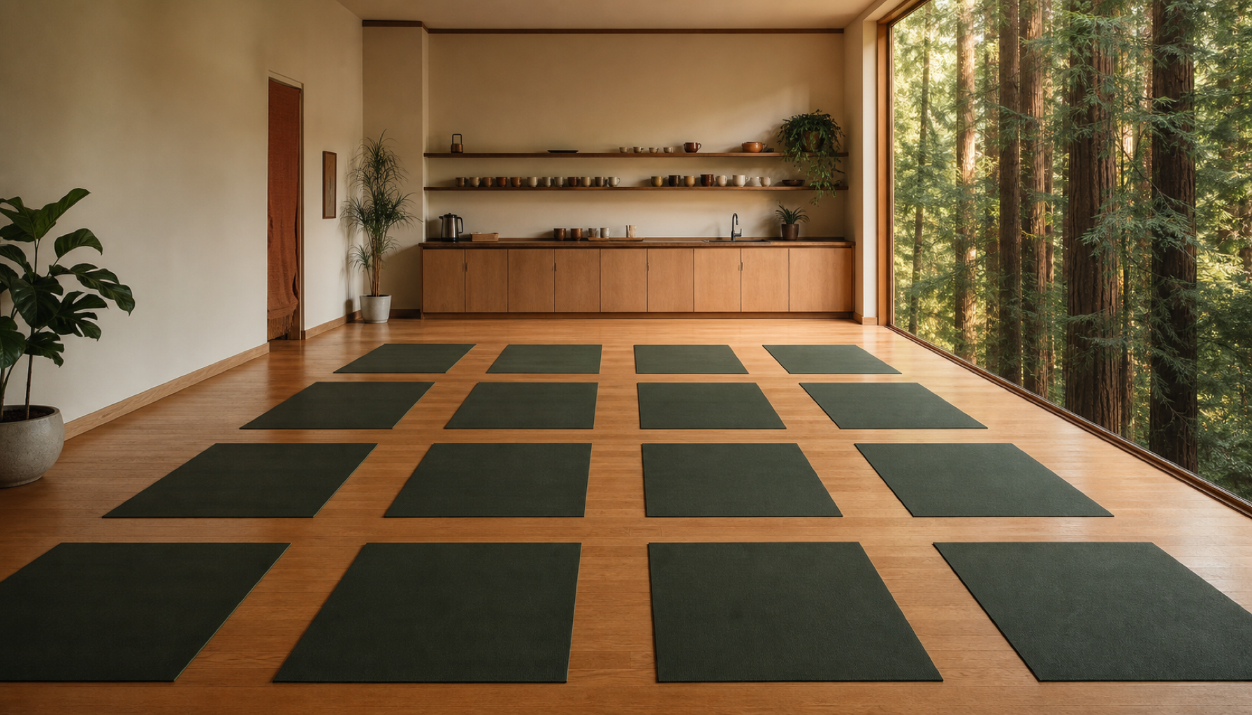 Santa Cruz Main Room with redwoods in the window